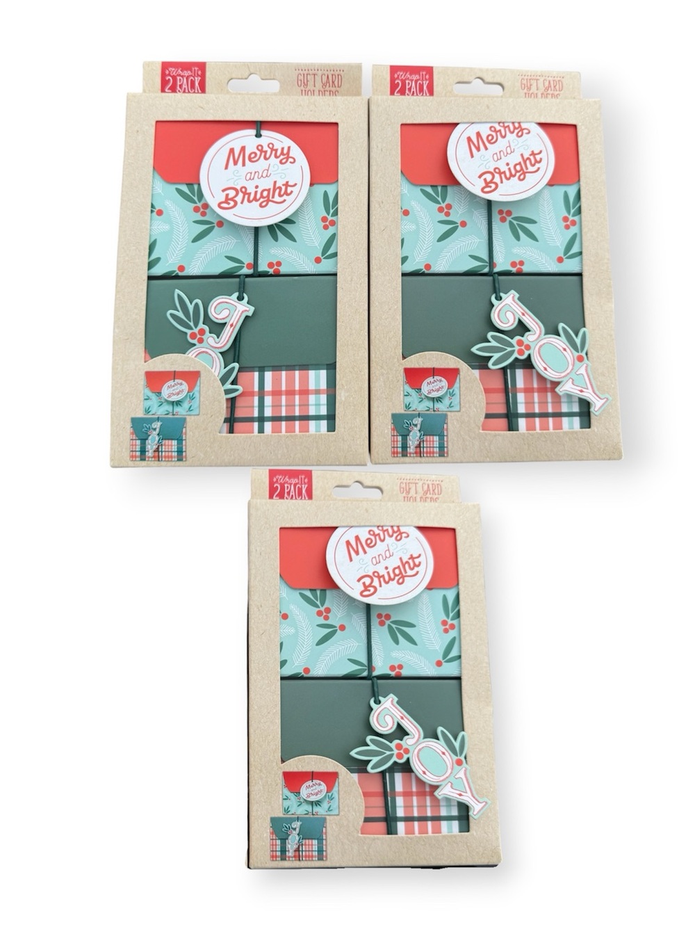 Wrap It ! Christmas Gift Card Holders. 2 Pack Each. Lot of 3.- NEW
